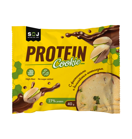 Печенье Protein Cookie с фисташкой, покрытое шоколадом без добавления сахара 40г