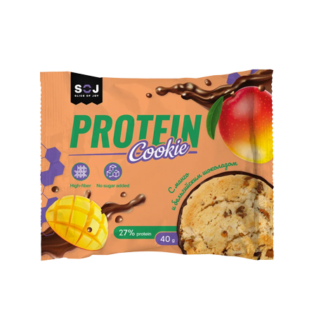 Печенье Protein Cookie со вкусом манго, покрытое шоколадом без добавления сахара 40г