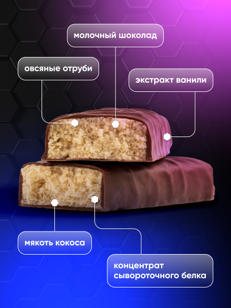Протеиновый батончик Protein SOJ со вкусом кокоса 50 г.