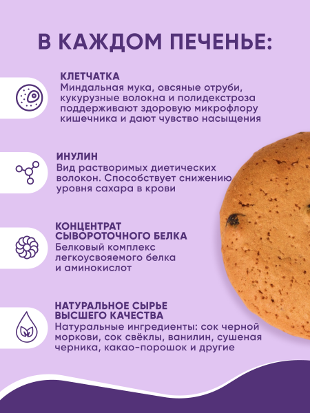 Печенье "Prote!n Cookie" со вкусом черники без добавления сахара
