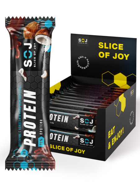 Протеиновый батончик Protein SOJ со вкусом кокоса 50 г.