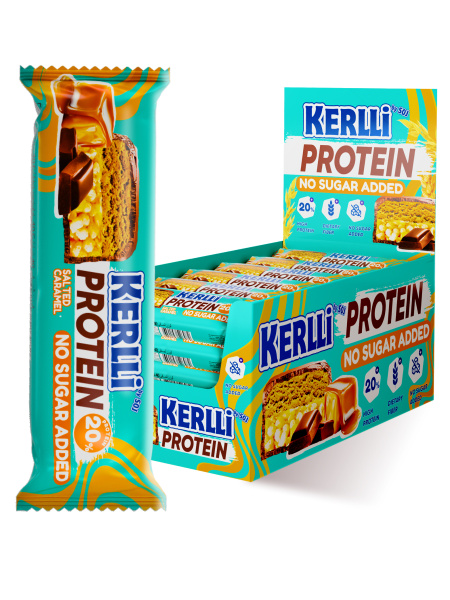 Батончик злаковый «KERLLI» с протеином и вкусом карамели без добавления сахара