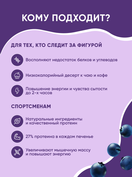 Печенье "Prote!n Cookie" со вкусом черники без добавления сахара