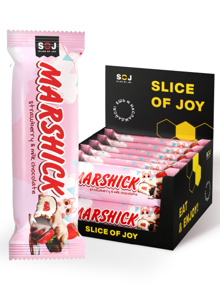Marshick с клубничной начинкой в молочном шоколаде, 30 г