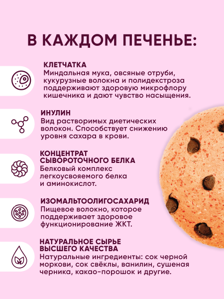 Печенье "Prote!n Cookie" без добавления сахара с малиной и шоколадом