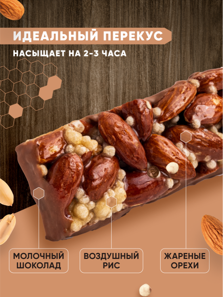 Ореховый батончик Миндаль-карамель