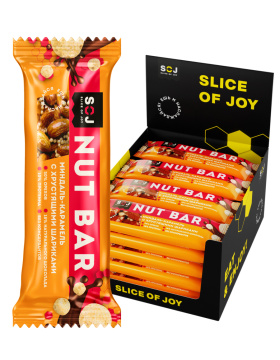 Ореховый батончик "NUT BAR" МИНДАЛЬ-КАРАМЕЛЬ с ирисо-сливочным вкусом с хрустящими шариками 40г
