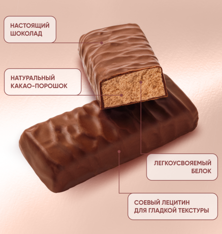 Протеиновый батончик "PROTEIN BAR" с какао в молочном шоколаде без добавления сахара 50г