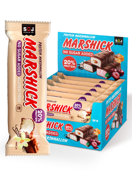 PROTEIN MARSHICK с ванилью в молочном шоколаде без сахара, 30 г