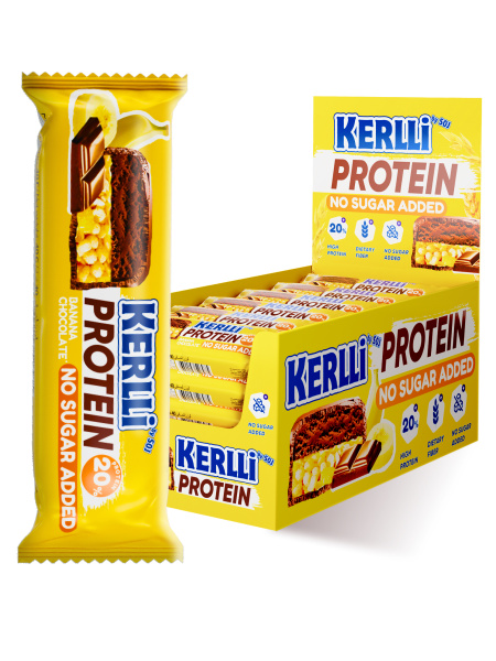 Батончик злаковый «KERLLI» с протеином и вкусом банана без добавления сахара
