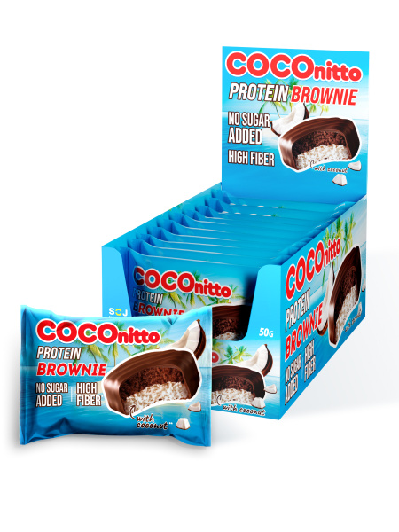 Двухслойный протеиновый брауни с кокосом "COCOnitto Brownie" 50г